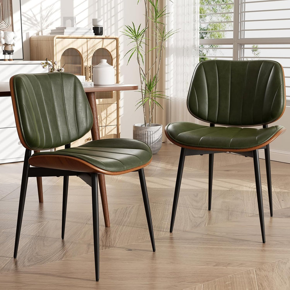 Dining Chairs Set of 2, Mid Century Modern Dining Room Chairs, Upholstered Fa...