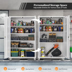 VINGLI Upgraded Wide & Deep Garage Storage Cabinet, Metal Storage Cabinet with Pegboards, Wheels, Locking Doors and Adjustable Shelves (Gray, 43''W x 20''D x 72''H)