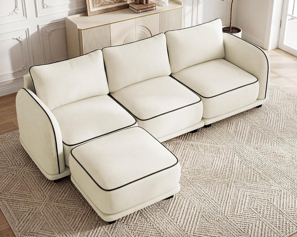 104 Inch L Shaped Modular Sectional Sofa, 4 Seater Modern Cloud Chenille Comf...
