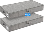 punemi Under Bed Storage Containers, 2 Pack 4.5 Inch Tall Low Profile Underbed Clothes Storage Organizer Bin with Sturdy Side & Bottom Support, Use as Clothes Organizer, Pillow and Blanket Organizer