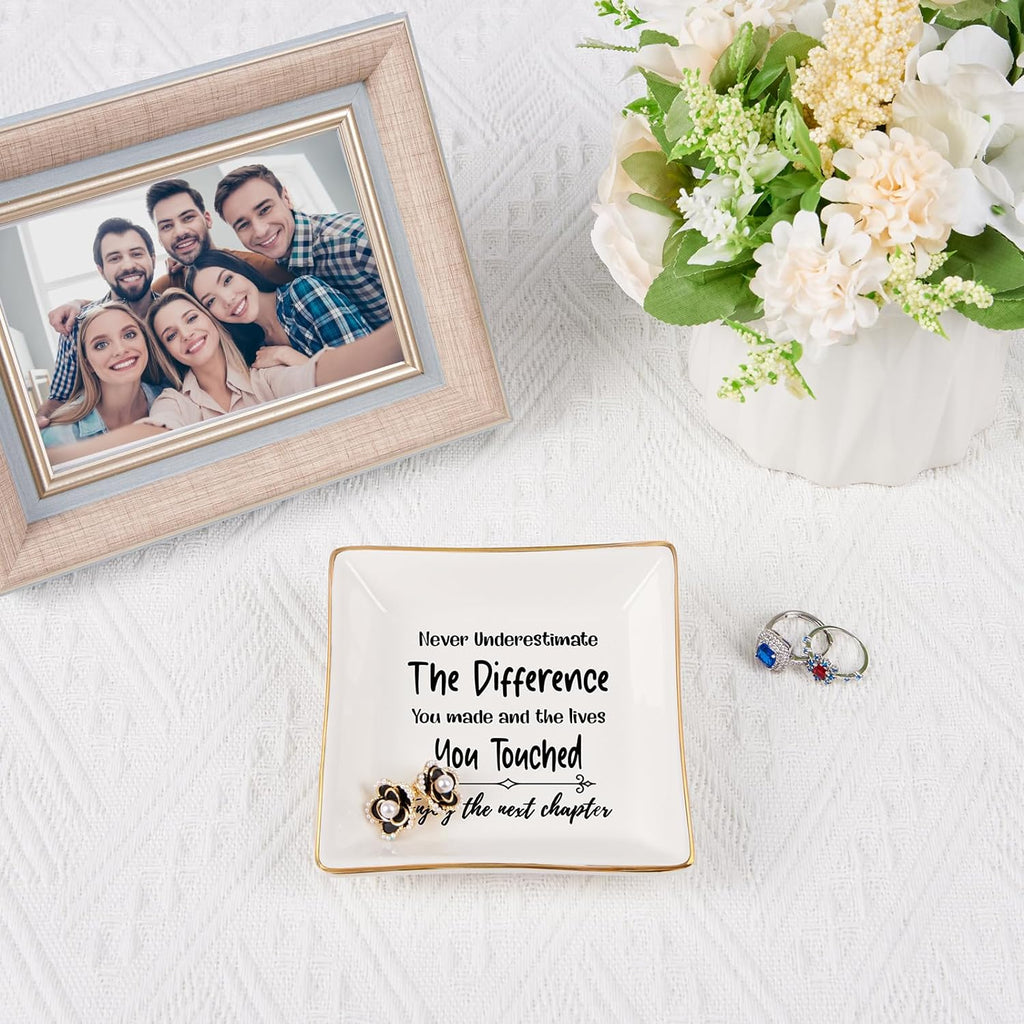 Spegiffu Retirement Gifts for Women Coworker Leaving Gifts Going Away Gift Retirement Gift Jewelry Dish for Friends Retired Teachers Nurses Doctor Boss Goodbye Farewell Gifts for Coworkers New Job
