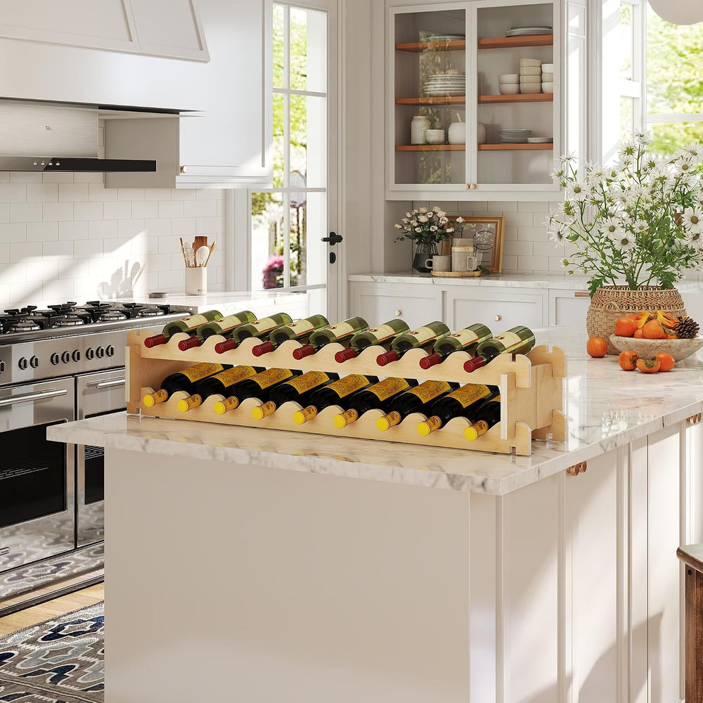 Stackable Wine Rack - 6-Tier Wobble-Free Modular Wine Holder, Freestanding Wo...