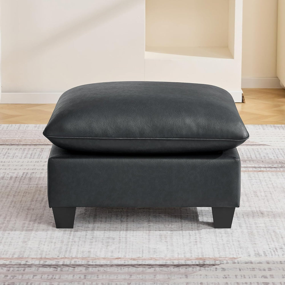 31.5" Faux Leather Large Square Ottoman, Oversized Upholstered Footrest ...