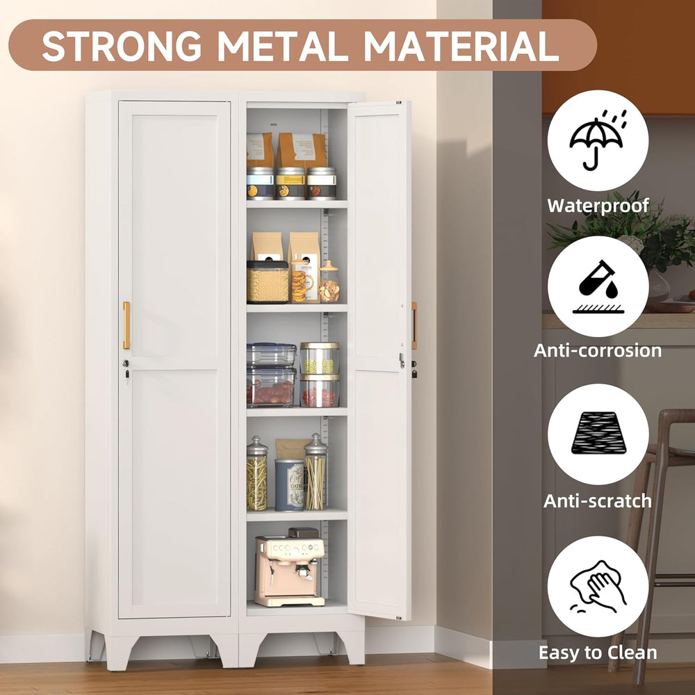 67" Tall Narrow Storage Cabinet Metal Bathroom Cabinet with Lockable and...