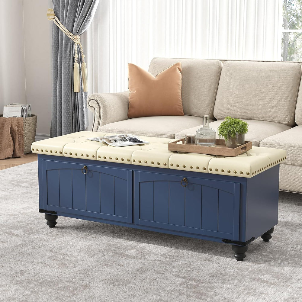 Maupvit Ottoman with Storage, Wooden Storage Ottoman Bench with Safety Hinge,...