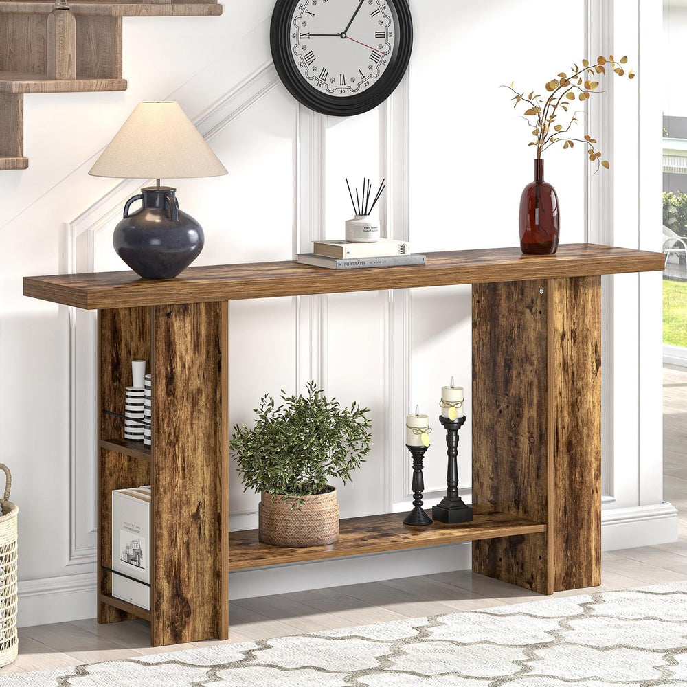 FOLUBAN Console Table for Entryway, Farmhouse Sofa Table with Side Storage fo...