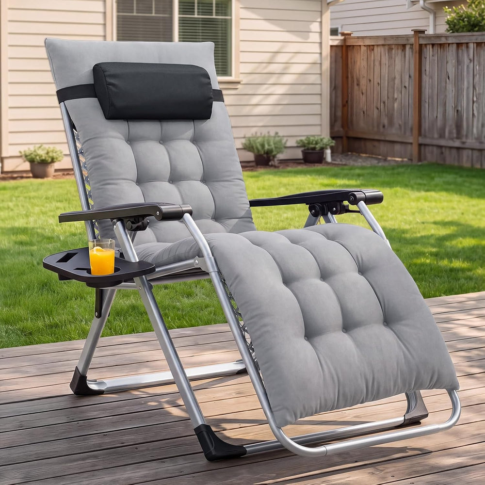 NEWBULIG Zero Gravity Chair, Folding Patio Recliner with Cup Holder Trays