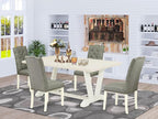 East West Furniture V027EL207-5 5 Piece Kitchen Table Set for 4 Includes a Rectangle Dining Table with V-Legs and 4 Gray Linen Fabric Parson Dining Room Chairs, 40x72 Inch, Multi-Color