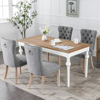 Dining Chairs Set of 2, Upholstered Tufted Linen Fabric Dining Room Chairs with High Back, Nailhead Trim and Solid Wood Legs, Modern Dining Chair for Dining Room, Kitchen(Grey)