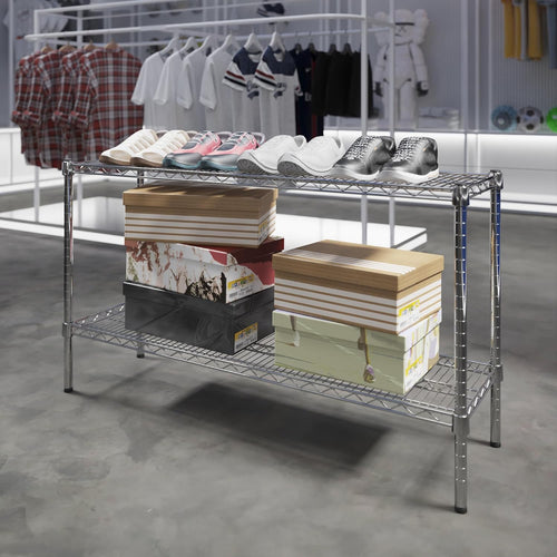 14" Deep x 48" Wide x 27" Height Wire Shelving Kit | 2-Tier | NSF Commercial Storage Rack Unit