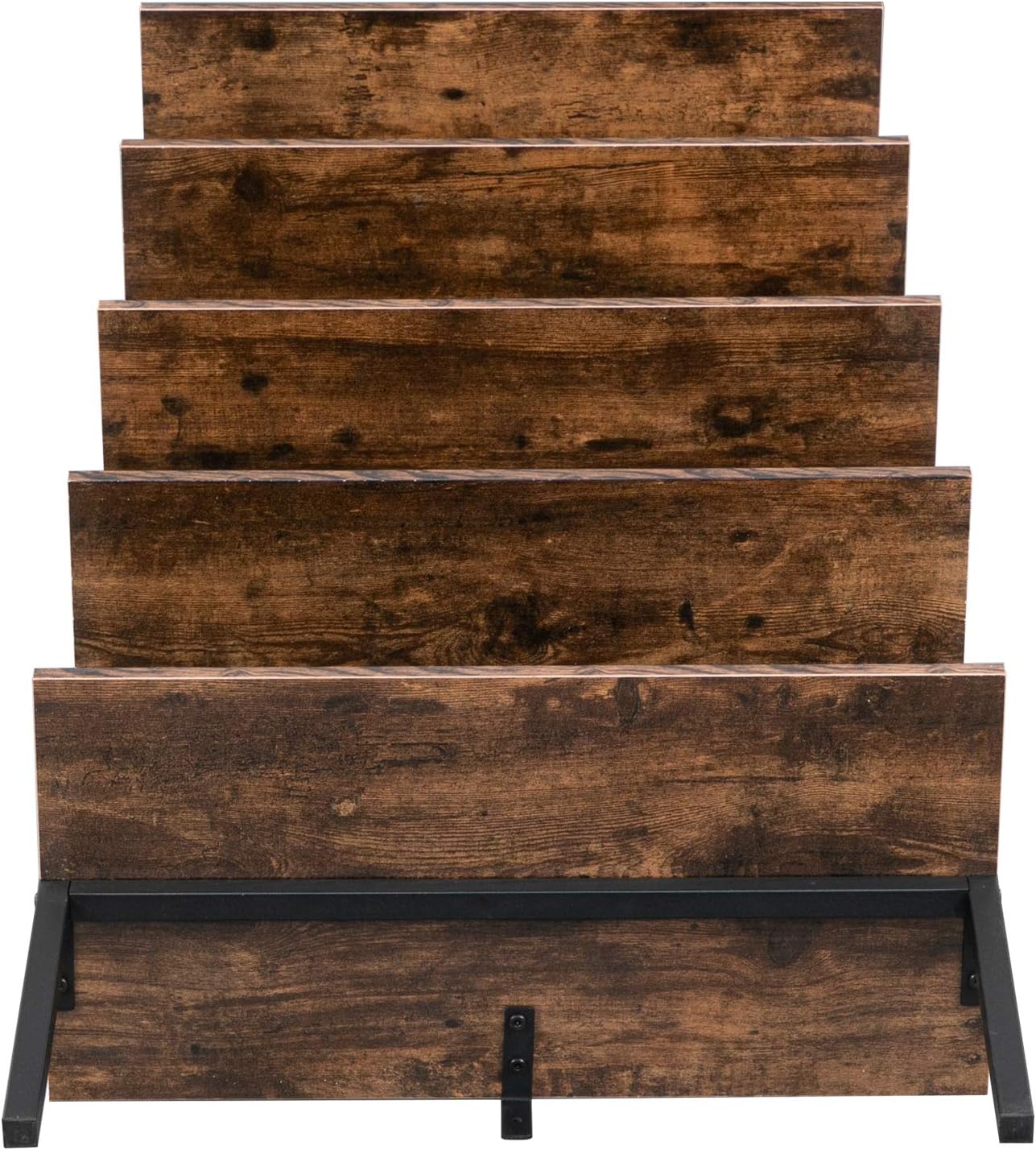 5-Tier Wall Mounted Ladder Shelf, Industrial Bookshelf with Metal Frame, Rustic Brown Bookcase for Home Office Living Room, Storage Rack for Home Office,Industrial Display Rack Books