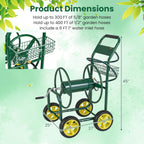 Goplus Garden Hose Reel Cart, 300 FT of 5/8" Large Capacity, Heavy-Duty Metal Hose Cart w/ 4 Wheels, Storage Basket, Portable Water Hose Organizer for Outside Yard, Outdoor Planting Tool (Blue)
