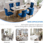 KCC Velvet Dining Chairs Set of 4, Upholstered High-end Tufted Dining Chair with Nailhead Back Ring Pull Trim Stainless Steel Legs, Contemporary Nikki Collection Modern Style for Kitchen, Blue