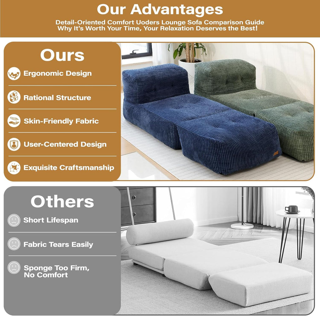 Big Bean Bag Chair for Adults, 66.9"x31.5" Lounger Large Bean Bag Sofa, Memory Foam Filled Beanbag Chair for Living Room, Bedroom, Balcony - Ergonomic Support & Premium Comfort (Darkgrey)