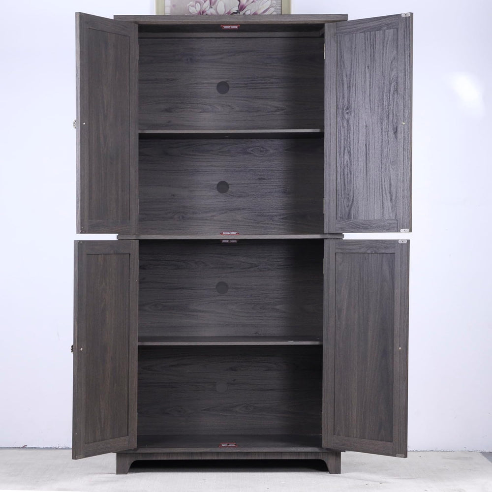 JIJIWANG Kitchen Pantry Storage Cabinet with Acrylic Mirrored Doors,Large Sid...