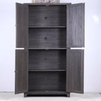 JIJIWANG Kitchen Pantry Storage Cabinet with Acrylic Mirrored Doors,Large Sideboard Buffet with Adjustable Interior Shelf,for Dining Room, Living Room, Hallway,Brown