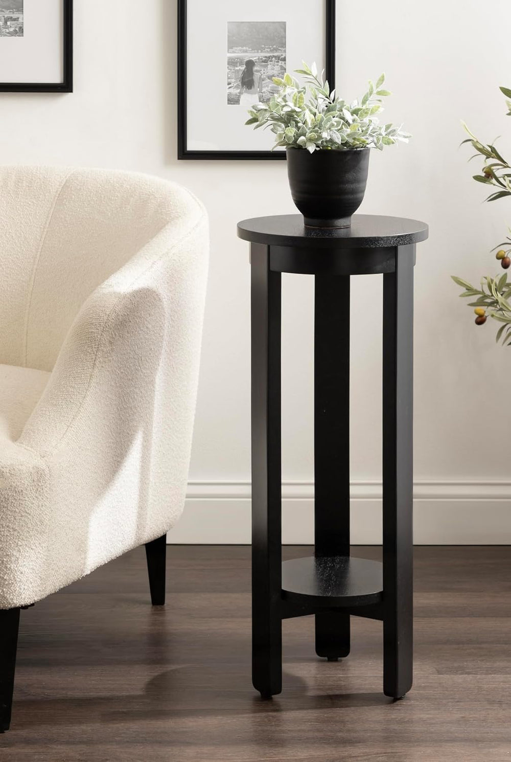 Kate and Laurel Foxford Modern Tiered Round Drink Table, 12 x 12 x 30, Black,...