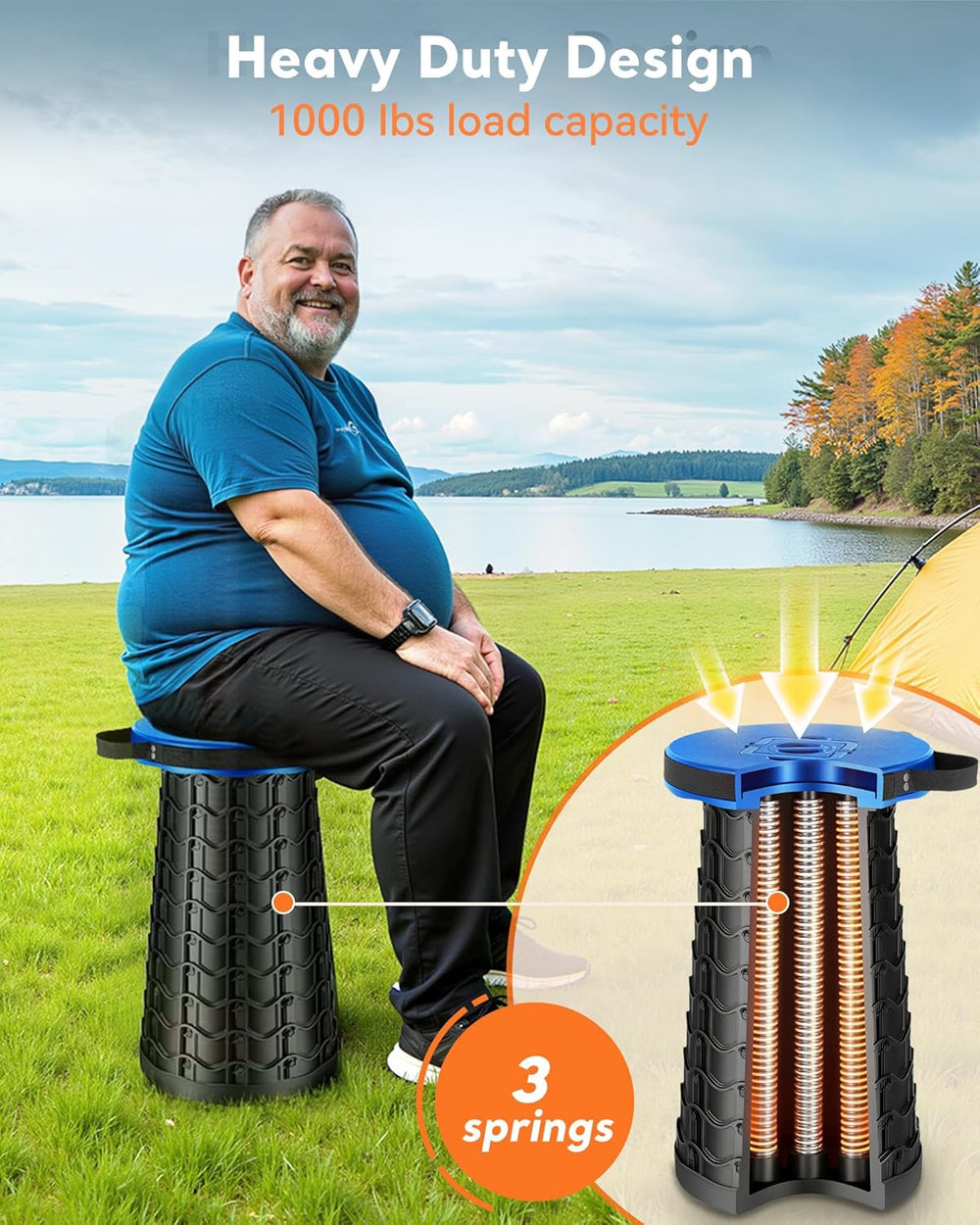 Height Adjustable Foldable Stool- Collapsible Stool for Waiting in Line | 20....