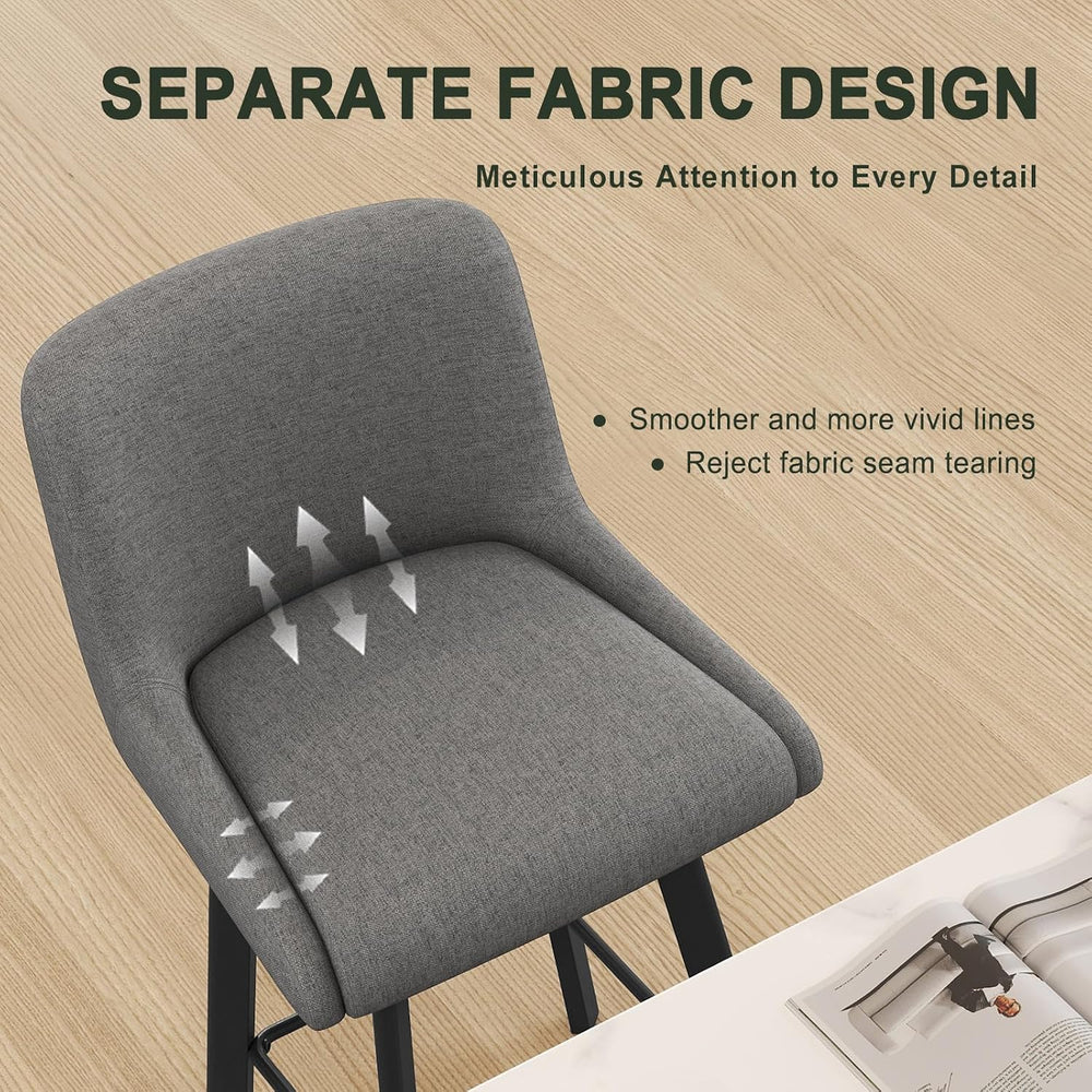 SAECKBERG Swivel Bar Stools Set of 3, 29''H Upholstered Barstools wit...