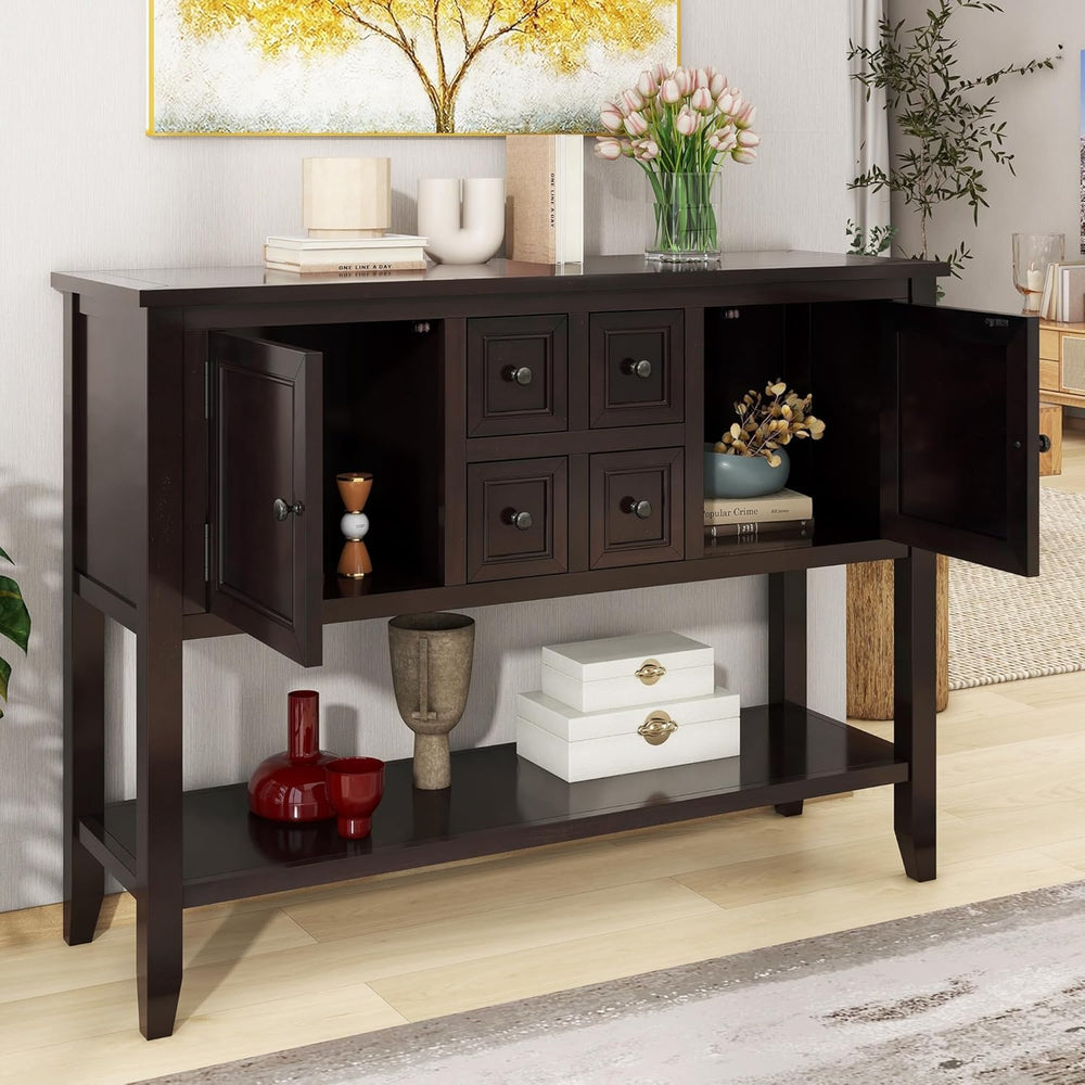 Knocbel Vintage Wood Console Table Buffet Sideboard with 4 Storage Drawers, 2...