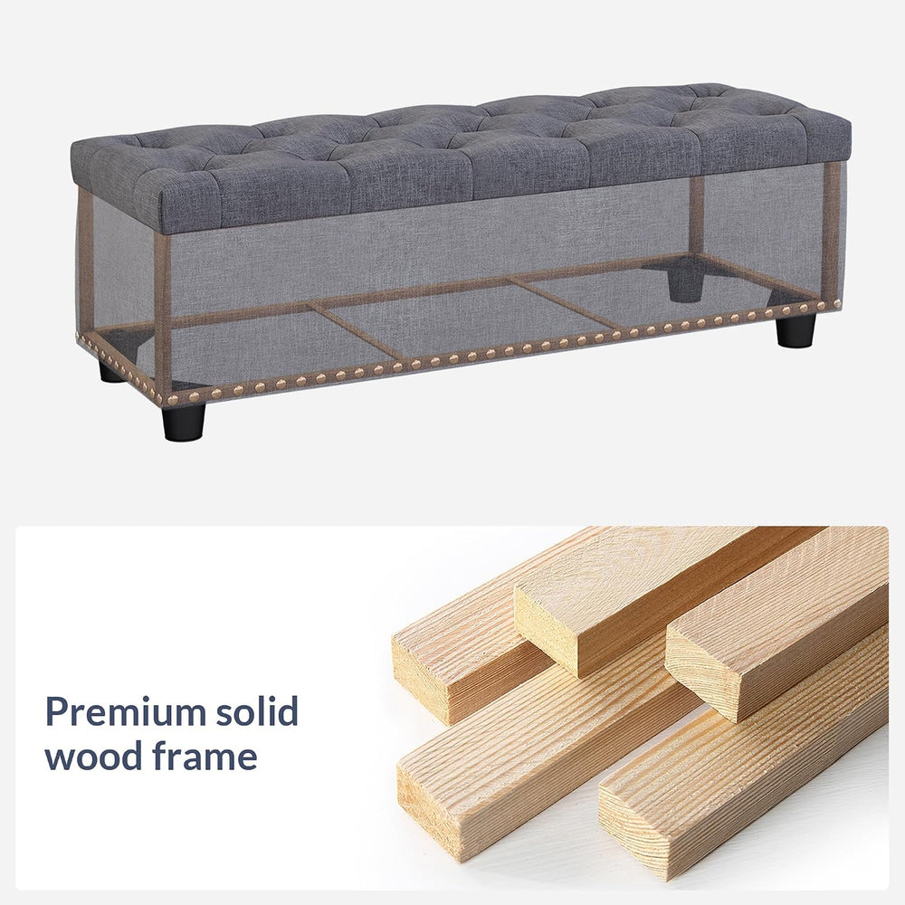 BELLEZE Storage Ottoman, Tufted Ottoman with Close Hinge, Foot Rest for Livin...