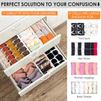 Criusia Drawer Organizer Clothes, 8 Pack Dresser Organizer Bins for Baby Clothes, Underwear Sock, Fabric Closet Organization and Storage Dividers for Nursery Bedroom (96 Compartments, White)
