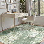 Washable Area Rugs 5'x7' Non-Slip Modern Abstract Soft for Living Room Entryway Bedroom Nursery, Print Pattern, Light Green/Yellow