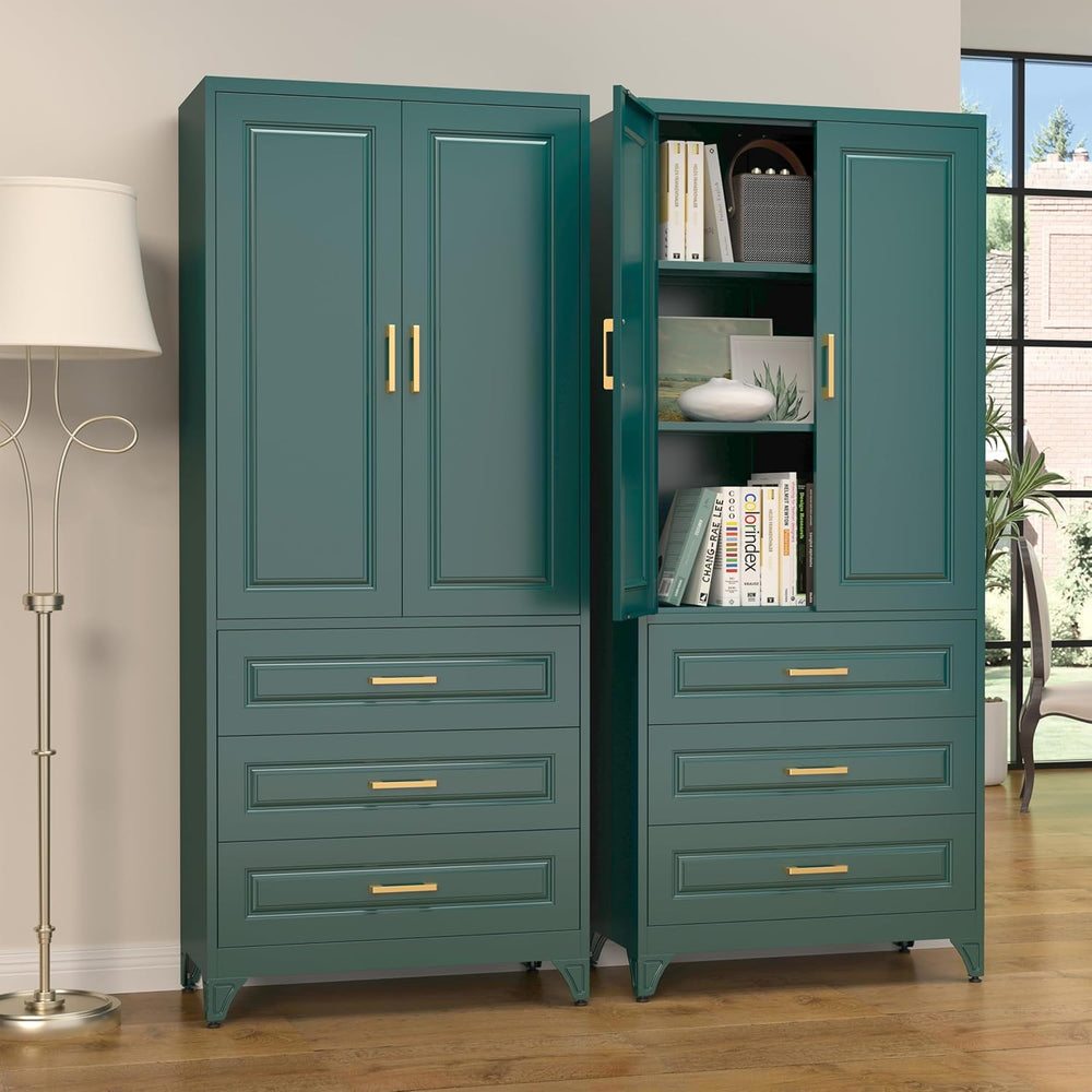 SteeLoong 75" Kitchen Pantry Cabinet with 3 Drawer,Metal Storage Cabinet...