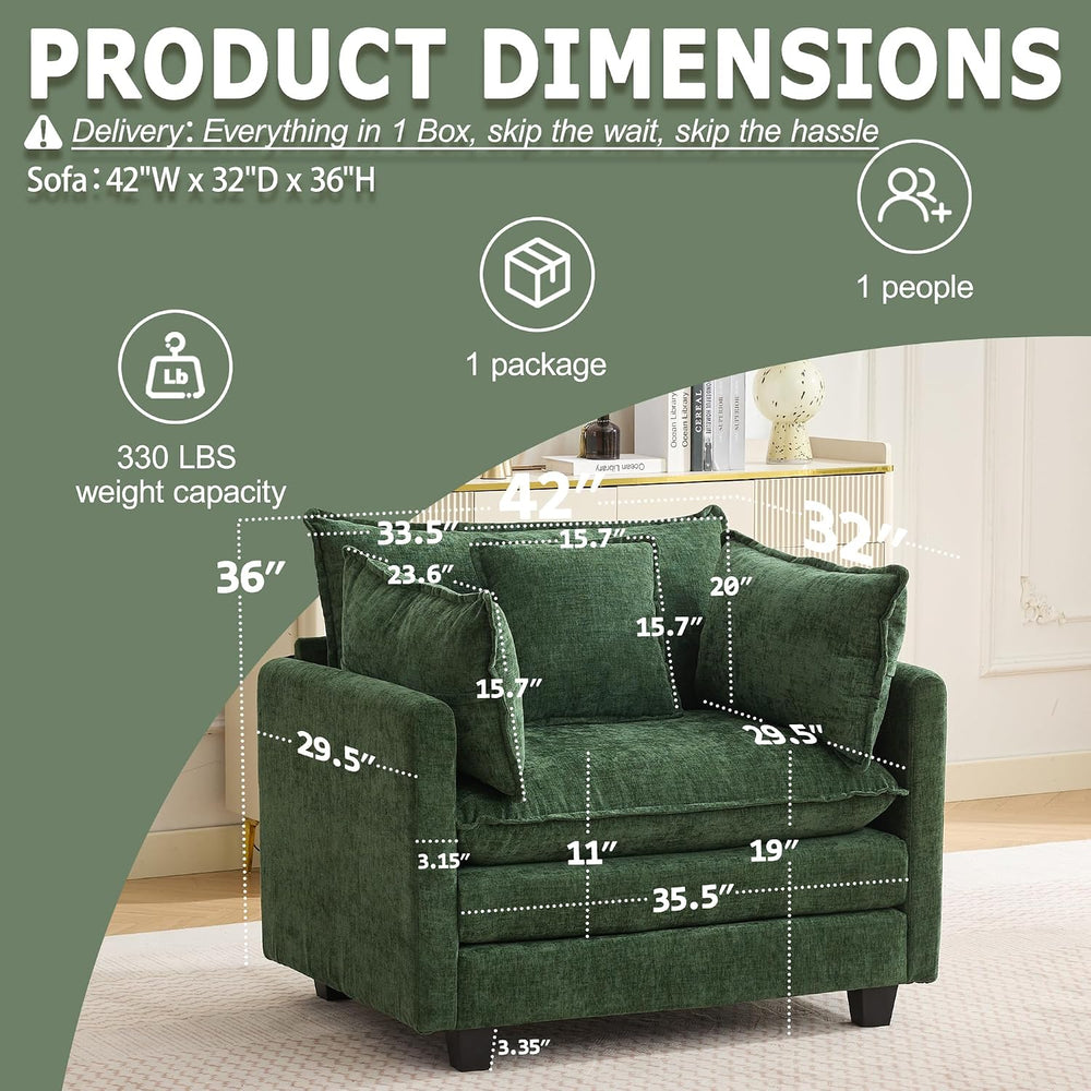 42" Modular Sectional Sofa, Cloud Couch Single-Seat Accent Chair | Comfy...