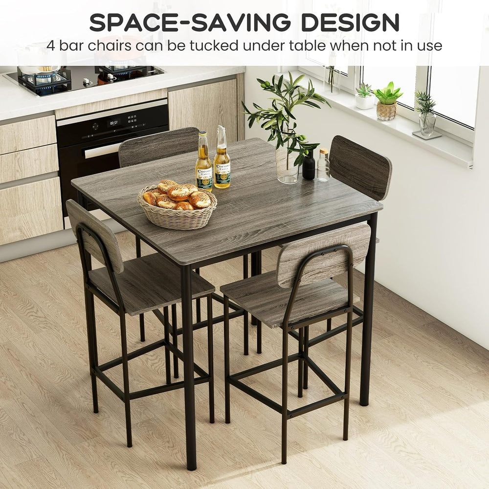 GIANTEX 5-Piece Dining Table Set W/Counter Height Table & 4 Bar Stools, M...