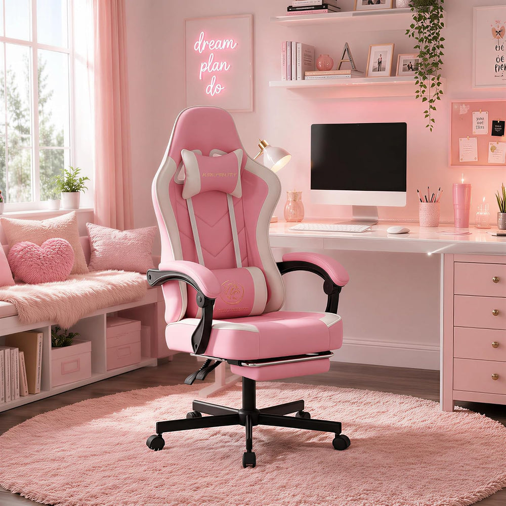 Mistpeople Gaming Chair, Ergonomic High Back Computer Chair with Footrest, Lu...
