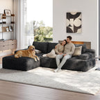 Yaheetech 110" Sectional Sofa Boneless Couch with Chaise, Dark Gray | Sectional Sofa Cloud Couch Corduroy Modular L-Shape Couch No Assembly Sofa with Detachable Pillow for Living Room Guest Room
