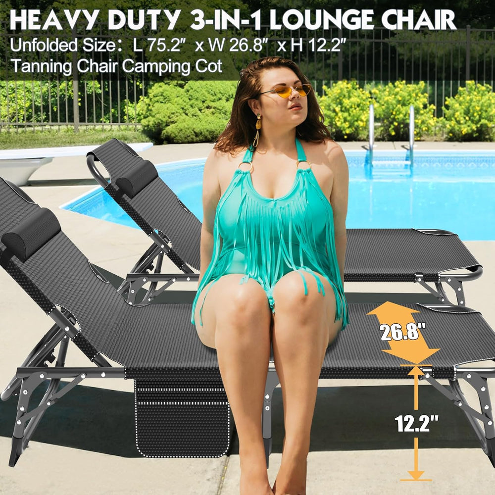MOPHOTO 5-Position Folding Chaise Lounge Chair for Patio, Outdoor & Pool ...
