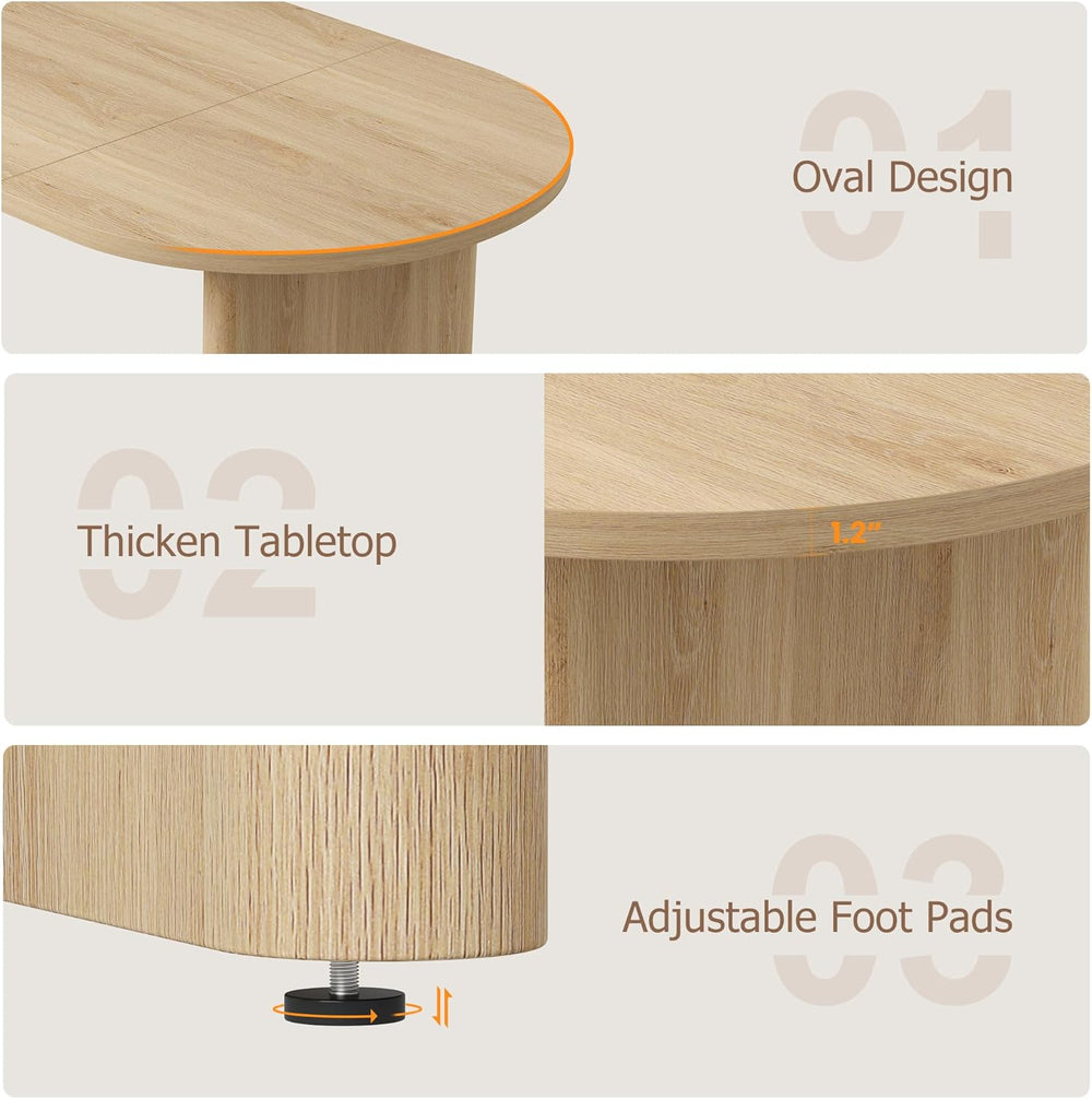 GarveeHome Oval Dining Table for 6-8 People, Long Large Kitchen Table with Th...