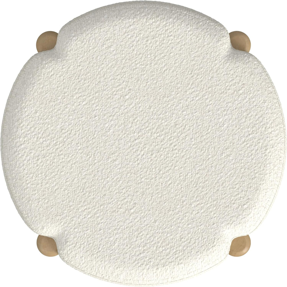 HomePop Luna 22" Round Ottoman - Cream Boucle