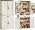 VASAGLE LIRY Collection - Pantry Cabinet, 70.3-Inch Tall Farmhouse Kitchen Storage Cabinet with Barn Doors, Drawer, Tray, Adjustable Shelves, for Kitchen, Dining Room, Rustic White UBBK364W01