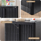 Black 23.6" Nightstand with Charging Station, Side Table with 3 Storage Drawers, Mid Century Modern Night Stand with Solid Wood Handle, Bedside End Table for Bedroom, Living Room, Closet