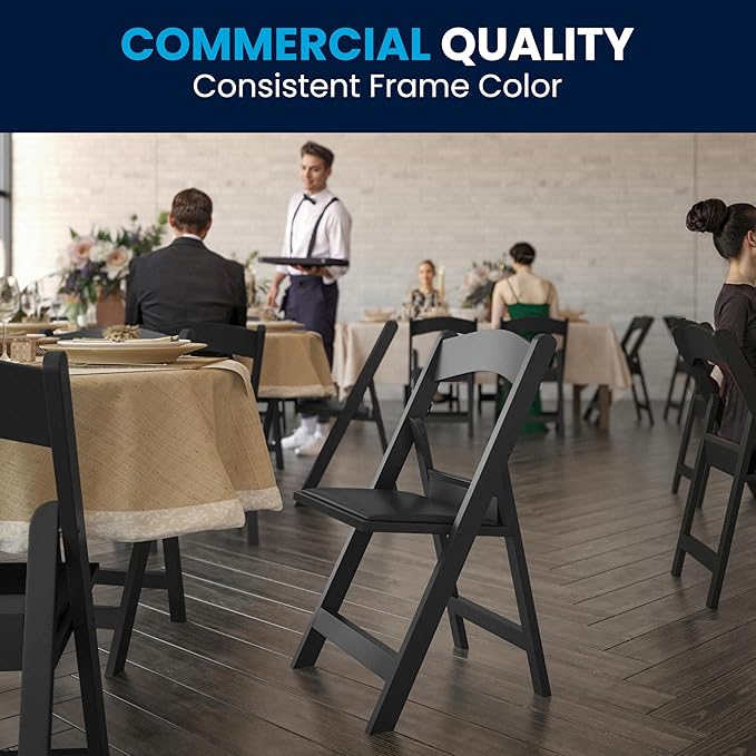 Flash Furniture Hercules Series Folding Chair - Black Resin - 2 Pack 800LB We...