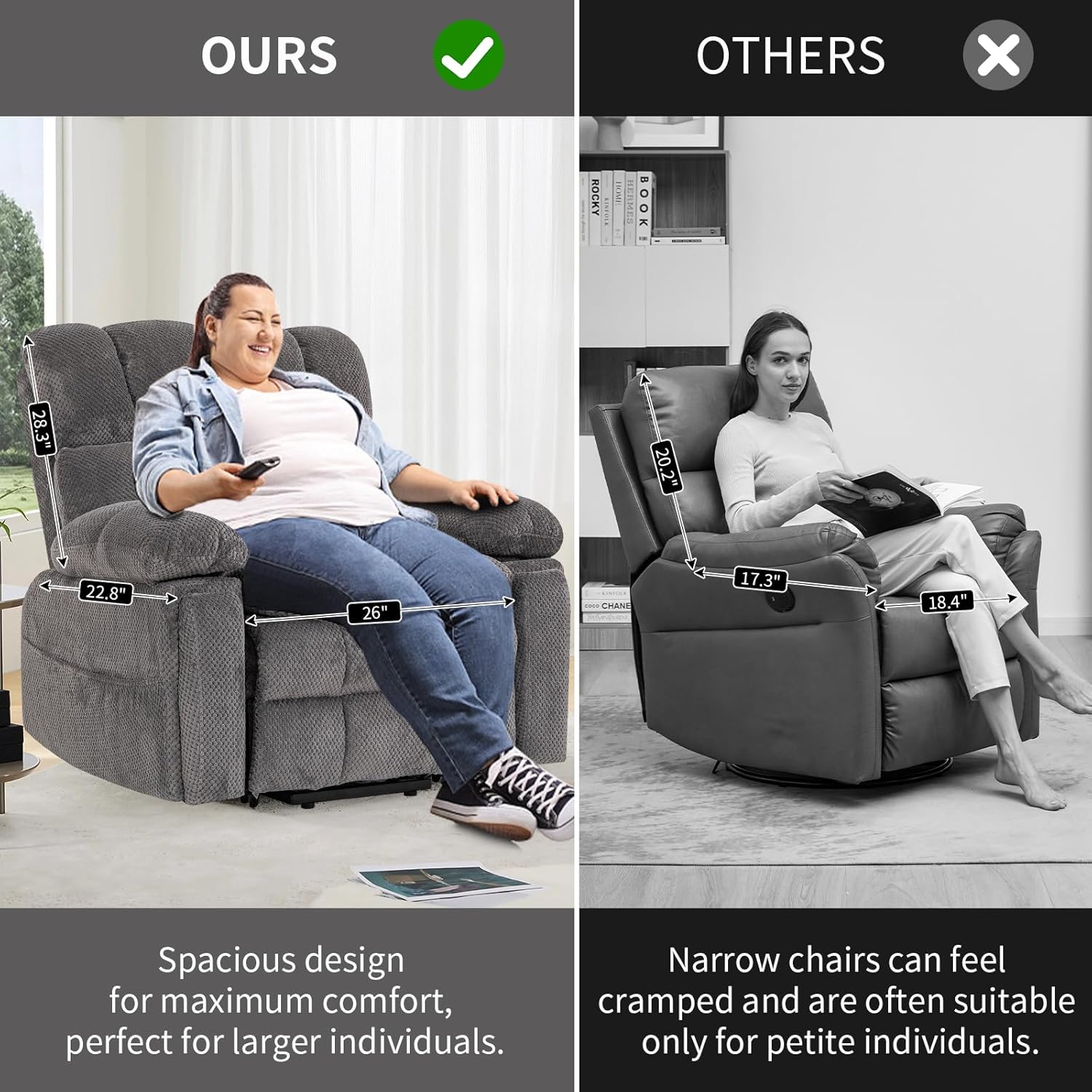 Dual Motor Power Lift Chair 26" Extra Wide Recliner Chair for Elderly with Headrest, Flip Arm Storage,Massage & Heat,Oversized Lay Flat Recliner with Cupholders,USB Ports,Type C,Zero Gravity