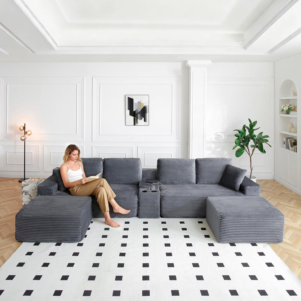 125" Oversized Sectional Couches for Living Room, Modern Cloud Couch wit...