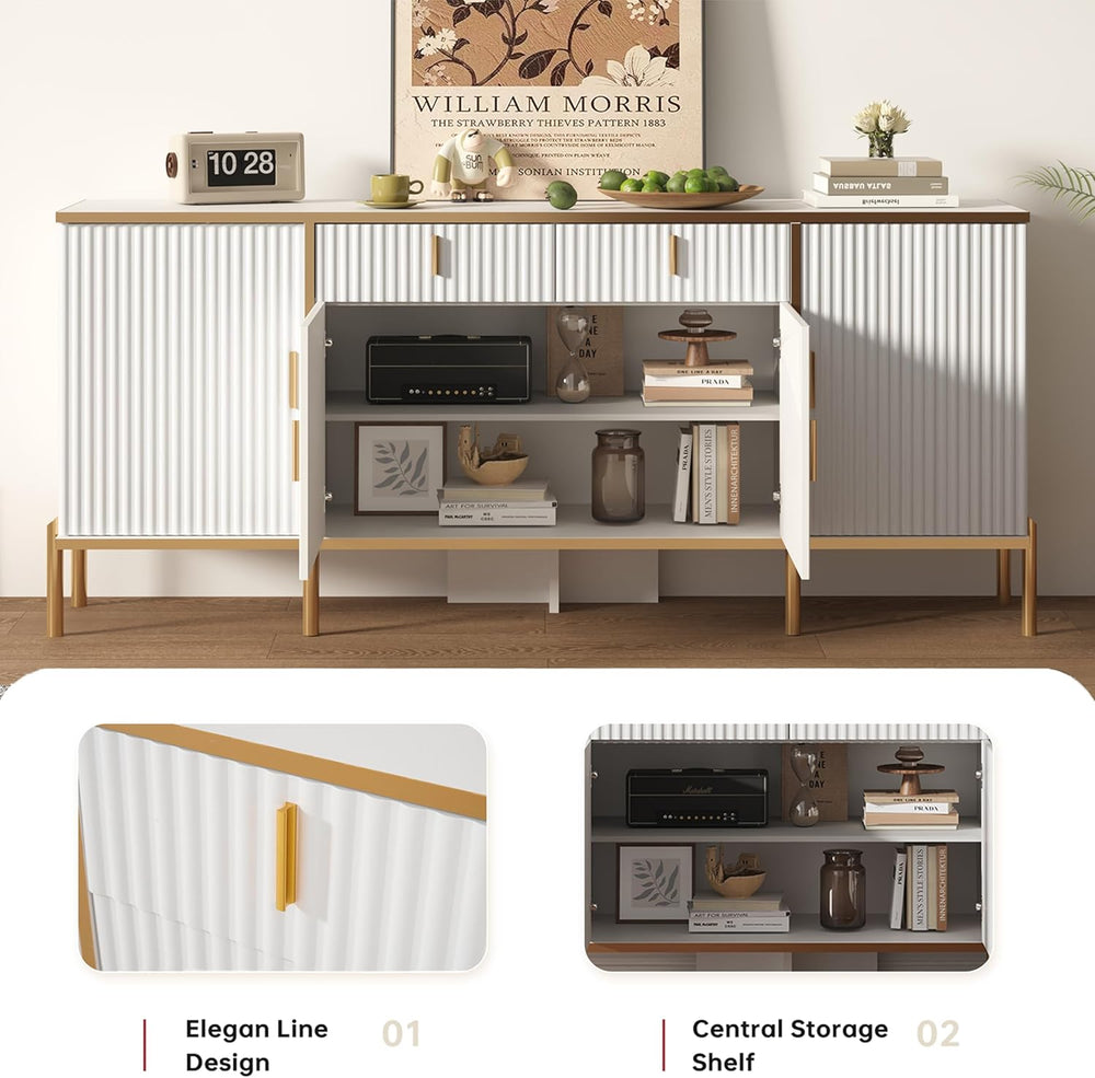 60" Modern Kitchen Buffet Cabinet, Buffets & Sideboard with Storage,...
