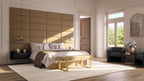 VANT Upholstered Bed Bench, Boucle Grey, Matte Black