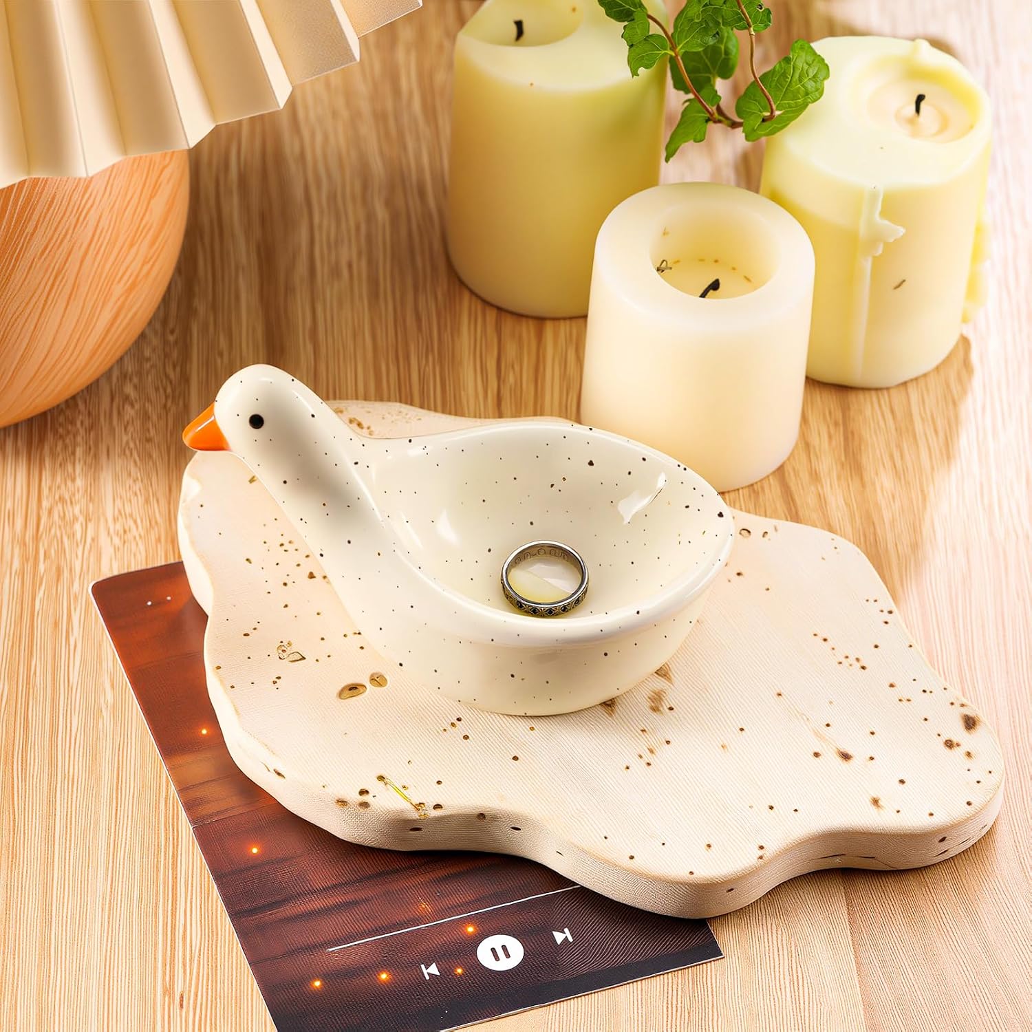 Handmade Ceramic Silly Goose Ring Dish Jewelry Tray Cottage Trinket Tray Cute Silly Goose Ring Dish for Rings Earrings
