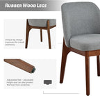 VKNOW Wooden Dining Chairs Set of 2, Upholstered Dining Room Chairs with Rubberwood Legs and Padded Seats, Kitchen Chairs for Restaurant Kitchen Living Room, Grey