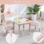 DOREROOM Kids Table & 2 Chairs, Height Adjustable (17.7"-26.1"), Pink-W | Graffiti Desktop,Table Supports 300 lbs,Toddler Ages 3-8，Children Multi-Activity Table Set for Playroom, Daycare, Classroom
