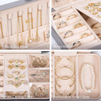 KCY Travel Jewelry Organizer Box for Women Girls, Small Travel Jewelry Case, PU Leather Portable Jewellery Storage Boxes Display Holder for Ring Earrings Necklace Bracelet Bangle, Gifts,Grey