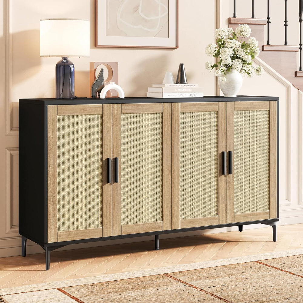 Luoxiao Sideboard Buffet Cabinet with Storage 48" Rattan Coffee Bar Boho...