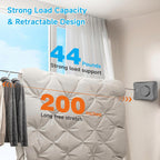 Retractable Outdoor Clothes Line,Heavy Duty Clothes Drying Laundry Line Wall Mounted Stainless Steel Line-16.7 Feets-Grey