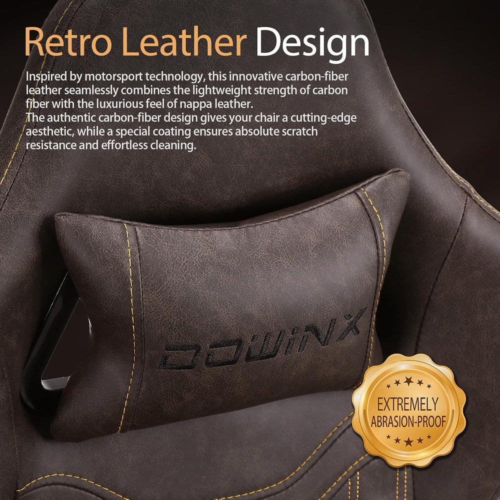 Dowinx Gaming Chair Breathable PU Leather Gamer Chair with Footrest Massage L...