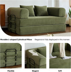 59" Convertible Floor Sofa Bed, Boneless Couches for Living Room, Green | Corduroy Loveseat Sleeper Floor Sofa, Modular Sectional Sofa, Futon Boneless Couch, Pull Out Couch, No Assembly Required